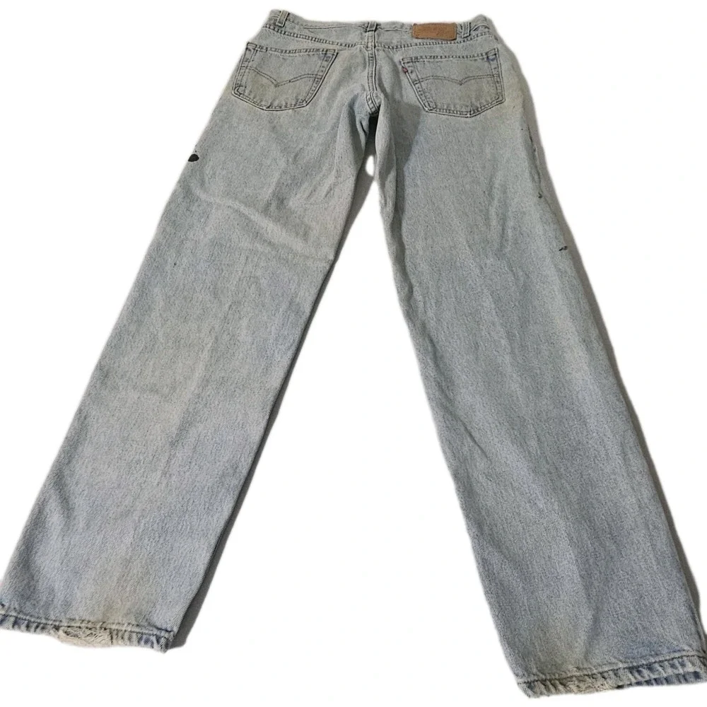 VTG‎  USA Levis Jeans Mens 34x31  Denim Y2K Relaxed Fit 550 DISTRESSED PAINT